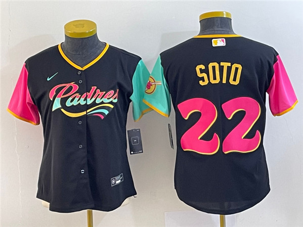 Women's San Diego Padres #22 Juan Soto Black City Connect Stitched Baseball Jersey(Run Small)
